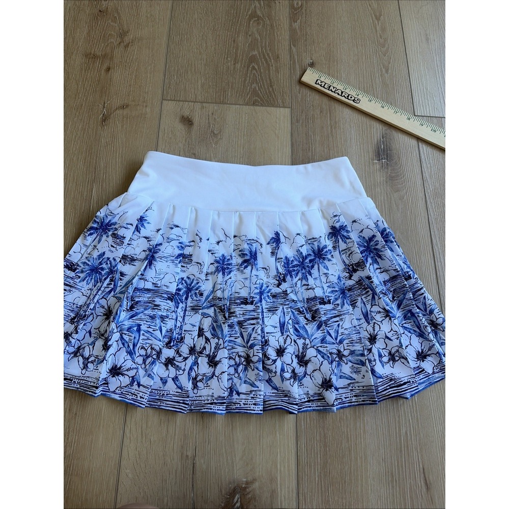 NWT Tommy Bahama Skort Golf Tennis Athletic Tropical Pleated Blue White XS - Picture 6 of 8